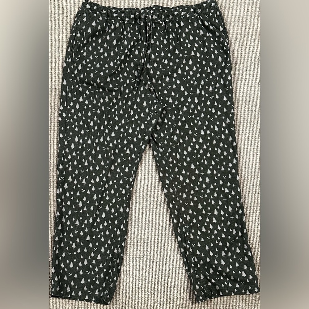 Eddie Bauer Green Pajama Pants with White Tree Print Size XXL